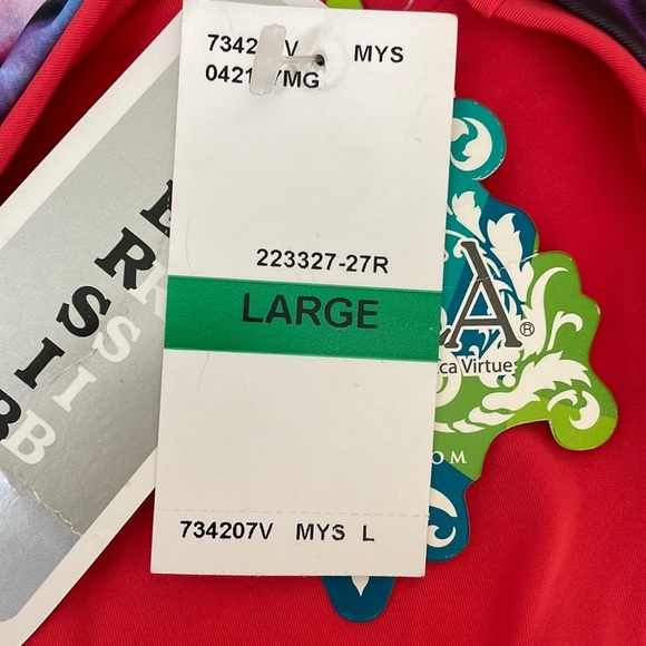 Becca by Rebecca Virtue Reversible Bikini Bottom Red/Multi Color NWT Size Large - Picture 6 of 8